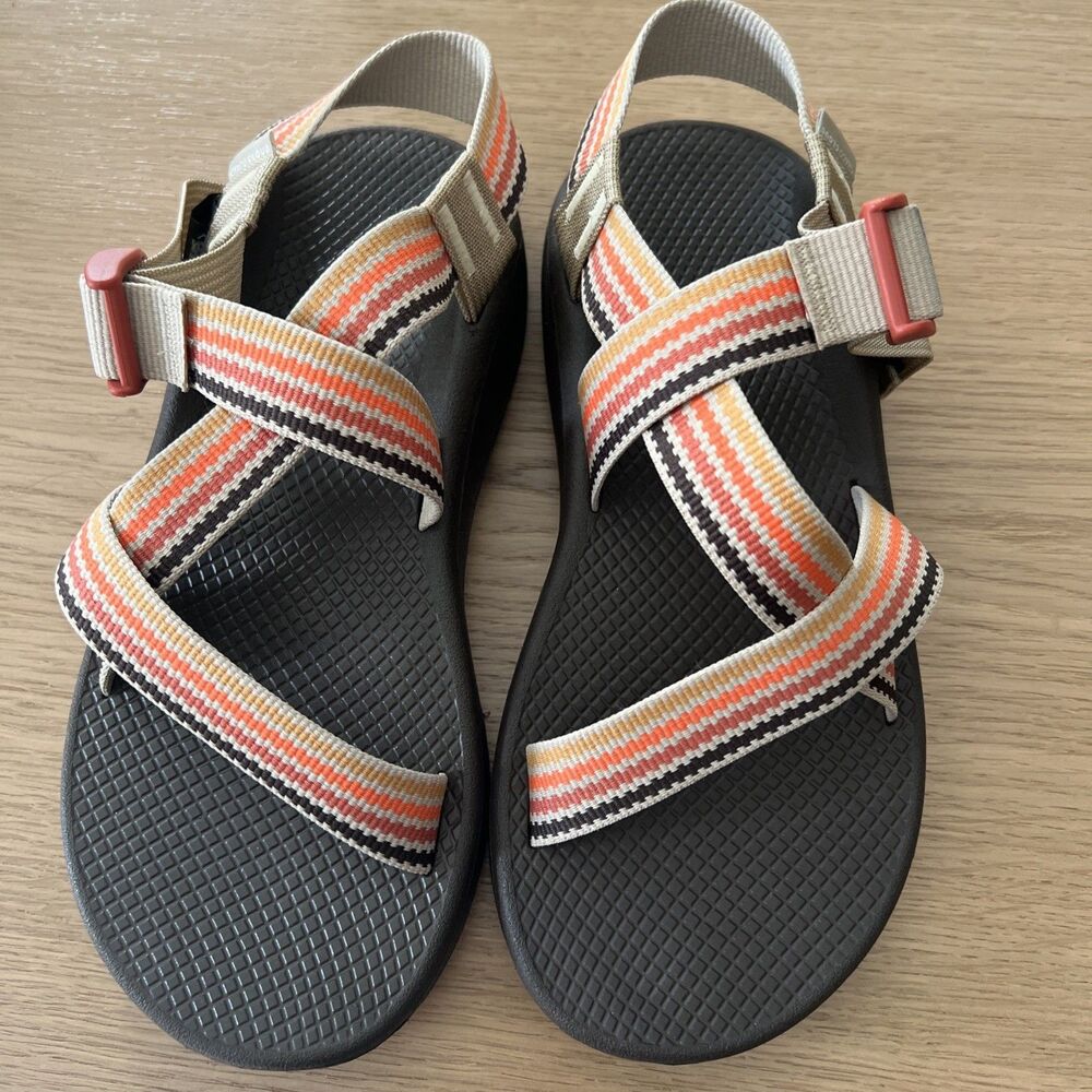 NEW Chaco ZCloud Men's Sandals Size 8 Wide Strap Brown Orange Beige
